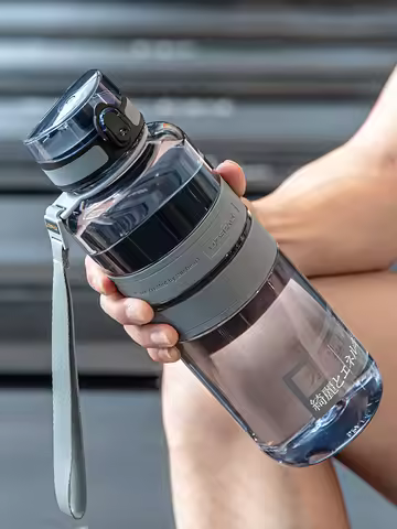 Large Capcity Water Bottle 1L/1.5L/2L Sport Bottles with Rope Outdoor Fitness Running Gym Training B