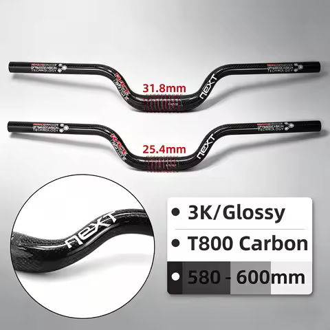 Carbon Riser Handlebar for MTB and BMX, Gloss Handlebar, NEXT Race Face, 31.8mm, 25.4mm Diameter, 56