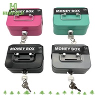 HUAYUEJI Cash Box, Sturdy Handles with Coin Slot Money Box, Durable Metal Lockable Security Coin Sav