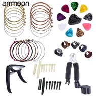 34Pcs Guitar Accessory Kit Guitar Picks Capo Acoustic Guitar Strings Bridge Pins Bone Strings