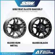 SSW Wheels S152 Gloss Gun Metal/ Gloss Black 15x7.5J ET0 5x139.7 (1 Piece)