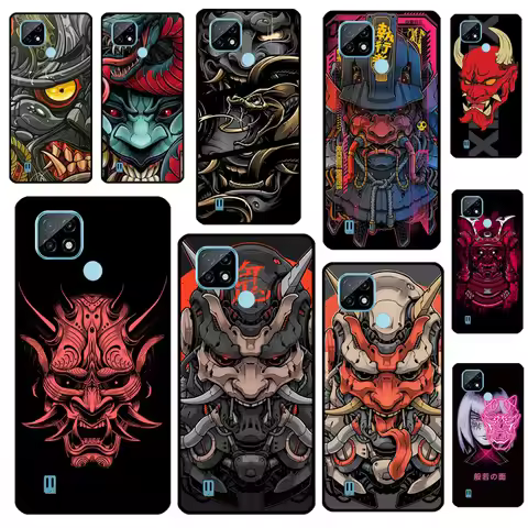 Japanese samurai Oni Hannya Demon Mask For Realme 14 11 12 13 Pro Plus GT 6 6T 5 GT7 Pro C67 C61 C55