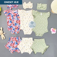 GK 3-15 MONTHS BABY SET JEJE BABY ROMPER INCLUDING HEADBAND by LITTLE KODA (3 IN 1 SET) (SNI) VERSIO