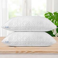 King Size Bamboo Pillow, Memory Foam Pillows for Sleeping, Adjustable Bamboo Pillow Set for Back, Stomach, Side Sleeper - Washable and Removable Case, King (Pack of 1)