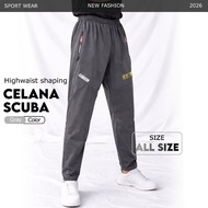 Amused - Men's Slim Fit Long Grey Jogger Pants - Running Training Gym Scuba Stretch Premium