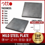 Mild Steel MS Plate Base Plate - 3mm 5mm 6mm 8mm 10mm 12mm Thickness - 6inches x 6inches Metal Plate