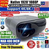 🎉Ready Stocks🎉 Smart LCD Projector for Classroom Office Android 9.0 14 4K 8K Ultra HD LED WiFi for L