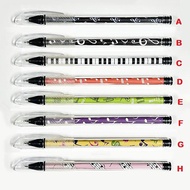 [Philharmonic Castle] Music Pattern Ballpoint Pen (1 Pack 8 Items) Black~Note Score Musical Instrume