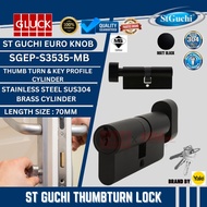 SGEP-3535/MATT BLACK 70MM ST GUCHI THUMBTURN&KEY PROFILE CYLINDER S3535/MB