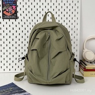 Simple Spring Backpack New Style Solid Color Backpack School Bag 2025 Student Female High-value Kore