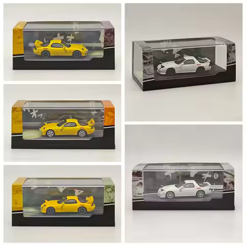 1/64 Hobby Japan for RX-7 (FC3S)/(FD3S) RedSuns Initial D Open Headlights Diecast Model Car Miniatur
