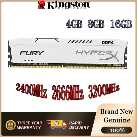 Kingston HyperX Fury DDR4 RAM 4GB 8GB 16GB 2400/2666/3200MHz Desktop Memory 1.2V White