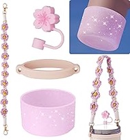 NiHome Pink Accessory Set for Stanley Tumblers 20oz, 30oz, 40oz Cups, Includes Silicone Ring, Color-