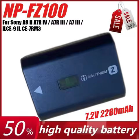 7.2V 2280mAh NP-FZ100 Camera Battery for Sony A9 II A7R IV / A7R III / A7 III /ILCE-9 IL CE-7RM3 + B