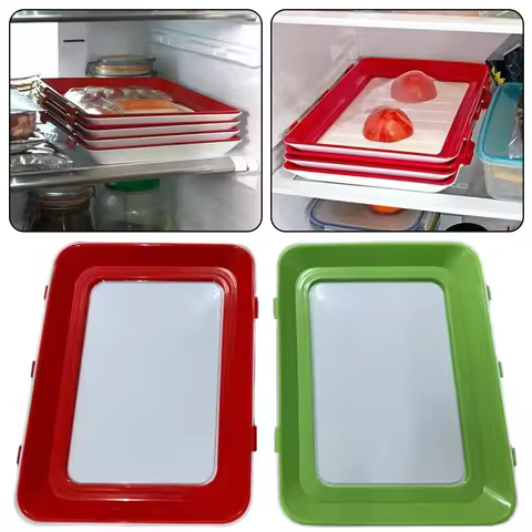 Kitchen Food Preservation Tray Reusable Cold Meat Container for Fridges Stackable Dishwasher Safe Re