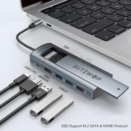 BlitzWolf® BW-Neo TH13 Pro 6-in-1 Docking Station with SSD Card Slot Support M.2 Dual Protocol Hard 