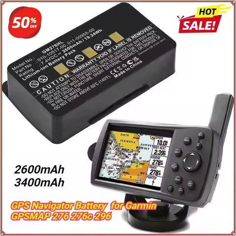GPS Navigator Battery 2600mAh/3400mAh 010-10517-00 for Garmin GPSMAP 276 276C 296 376C 378 478 495 E