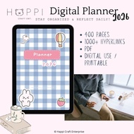 [Happi] Perancang Harian Digital 2026 | Digital Monthly & Daily Planner, Notes | Lovely Design
