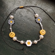 Smiley face, chrysanthemum necklace/necklace