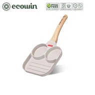 Ecowin 18cm Non-Stick Steak Omelette Pan Maifan Stone Coating White Series Cookware