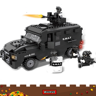 WUHUI 3 สไตล์  SWAT กองทัพทหาร WW2 ตำรวจairplaneกล่องใหญ่ราคาถูกเลชุดบล็อกอาคารของเล่นของเล่น SWATรถบรรทุก กล