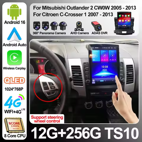 Car Radio For Mitsubishi Outlander 2 Cw0w 2005 - 2013 For Citroen C-crosser 1 2007 - 2013 9.7 Inch A