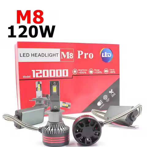 M8 Pro 120W 12000LM H7 LED Headlights Bulb H7 9005 HB3 H8 H11 Car Headlight M8 LED Headlight Kit For