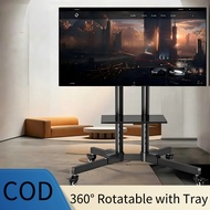Rolling TV Stand With Tray For 23-65 Inch Portable Mobile TV Cart With Silent Wheel