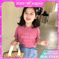 Ready Stock 100%cotton Kids Tshirts Fashion Letter Tshirts Girl Tshirts Loose Wild