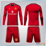 Bộ Quần Áo Bóng Đá CLB M.U Đỏ Dài Tay SS25 - Đồ Đá Bóng Thun Lạnh 4 Chiều