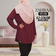 [30-140KG] TUDIAA ZAHRAA COTTON - Tshirt Muslimah Basic Long Sleeve Blouse Cotton Plus Size / Baju Size Besar