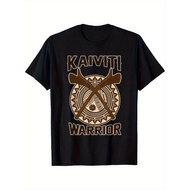 Kaititi Warrior Fiji Flag-Inspired Mens T-Shirt - Cotton, Soft & Comfortable, Round Neck, Black with
