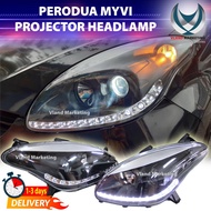 Perodua Myvi 2005 - 2010 Projector Headlamp head light With Led + Silver Eye Lips Myvi Old lampu dep