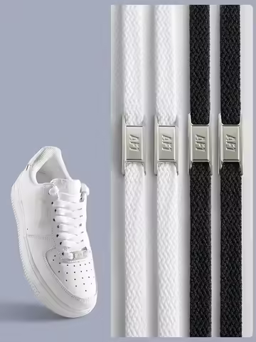 For AF1 Metal Buckle Shoelaces Classics Black White Flat Shoe Laces and Shoe Decoration Suit Sneaker