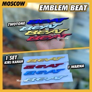 2PCS EMBLEM KACA BEAT / STICKER ACRILYC WARNA PERAK EMAS MERAH BIRU 3D 3 DIMENSI TIMBUL AKSESORIS DE