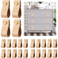 BBTO 24 Kepingan Tombol Laci Kulit PVC Buatan Tangan untuk Perabot Kabinet, Pemegang Pintu Almari, T