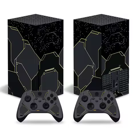 For X-box Series X Console and 2 Controllers Skin Sticker Geometric Lattice Protective Vinyl Decal F