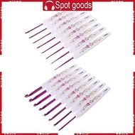 WIN 8pcs Plastic Handle Floral Aluminium Crochet Hooks Knitting Needle Set Weaving