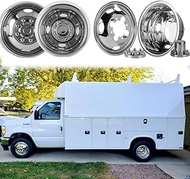 4pcs 16" Stainless Steel Polished Wheel Simulators,Front Rear 8 Lug Dually Hub Caps Skins Liners Rim