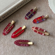 Red Checked Bow Seamless Hairpin Sweet Cute Side Clip Bangs Clip Preppy Style Hairpin Hair Accessori