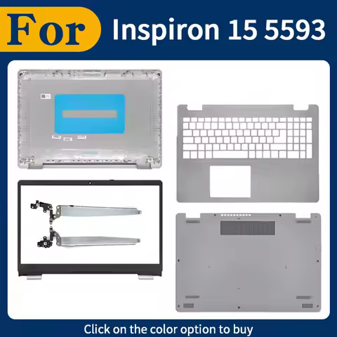 New Repalce Cover For Inspiron 15 5593 LCD Back Cover Front Bezel Palmrest Bottom Case Hinges Silver