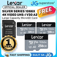 ♥100% ผลิตภัณฑ์ของแท้ + อะแดปเตอร์ส่งฟรี + เครื่องอ่านการ์ด♥Lexar Silver ชุดการ์ด Micro SD XC 64GB ส