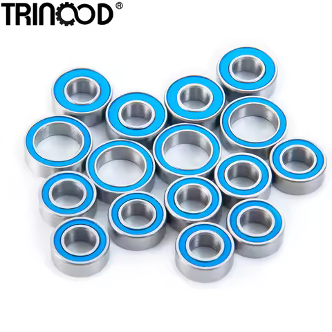 TRINOOD 16PCS Rubber Sealed Bearing Kit for Tamiya RC Truck Car TT-02 & TT-02D & TT-02 Ball Bearing 