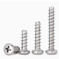 304 Stainless Steel Cross Round Head Flat Tail Self Tapping Screw Pan Head Small Screw M3 M3.5 M4 M5