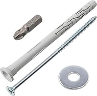 AERZETIX - Set of 12 dowels with countersunk collar diameter 10 x 140 mm made of nylon + 12 wood scr