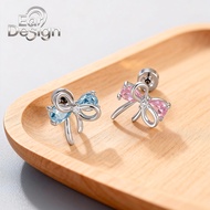 20G Cartilage Helix Conch Lobe Piercing Pink Bowknot Rhinestone Ear Stud 1pc Stainless Steel Cartila