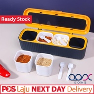 FREE SPOON 4 In 1 Condiment Jar Set Separable Seasoning Box Dustproof Spices Sugar Salt Pepper Stora
