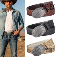 TRENDYZONE Western Cowboy Belt, PU Leather Vintage Carved Buckle Embossed Belt, Luxury Retro Punk Ro