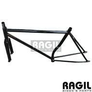 FRAME SEPEDA FIXIE 700 700C HITAM BESI STEEL BENGKOK DALANGAN FORK STANDAR BATANG BATANGAN SET LOKAL