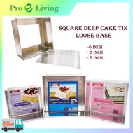 6/7/8/9 Inch Aluminium Deep Square Cake Tin Mould With Loose Base (Deep 85mm) / Loyang Segi-empat Tinggi Pangkal Longgar
